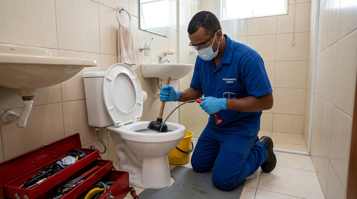 Desentupimento de vaso profissional em Curitiba-PR