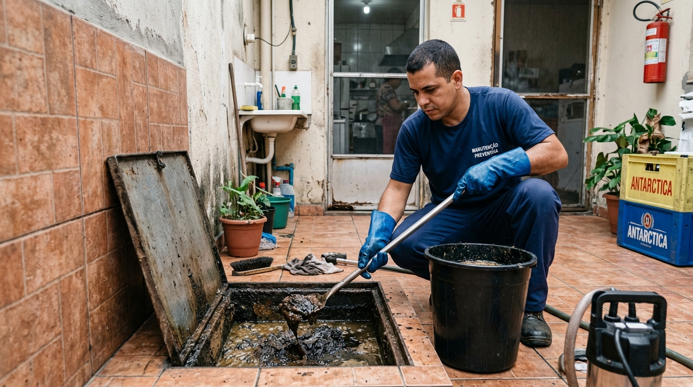 Equipe de limpeza de caixa de gordura em Curitiba-PR